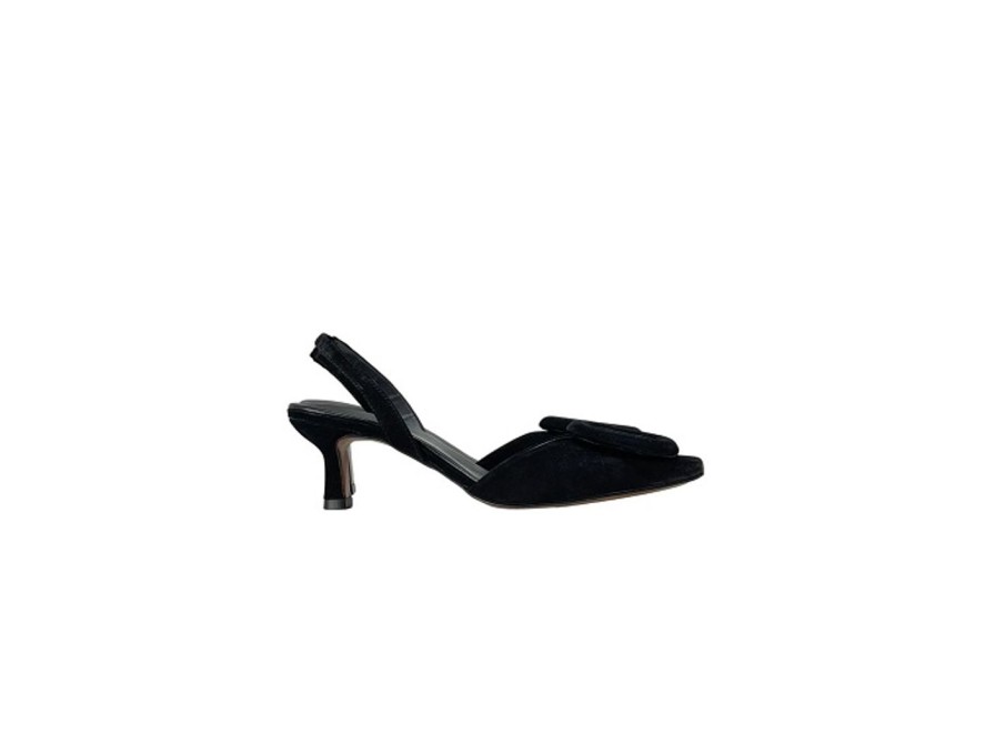 Scarpe Tacco 12 | Elsa Decollete Slingback In Camoscio Nero