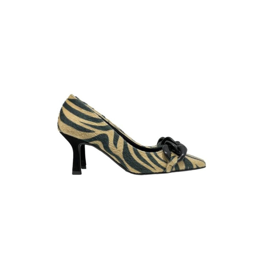 Scarpe Tacco 12 | Thelma Decollete Stampa Zebra Miele Nero