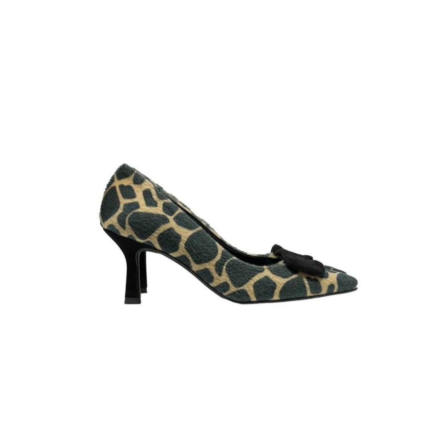 Scarpe Tacco 12 | Louise Decollete Stampa Giraffa Miele Nero