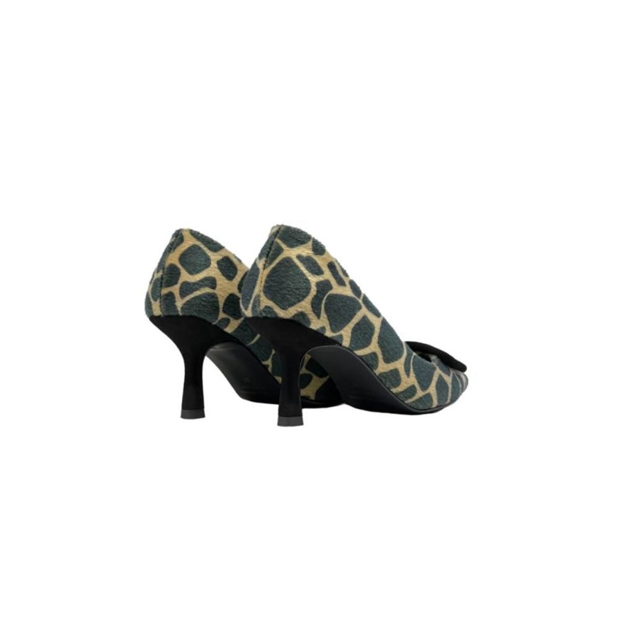 Scarpe Tacco 12 | Louise Decollete Stampa Giraffa Miele Nero