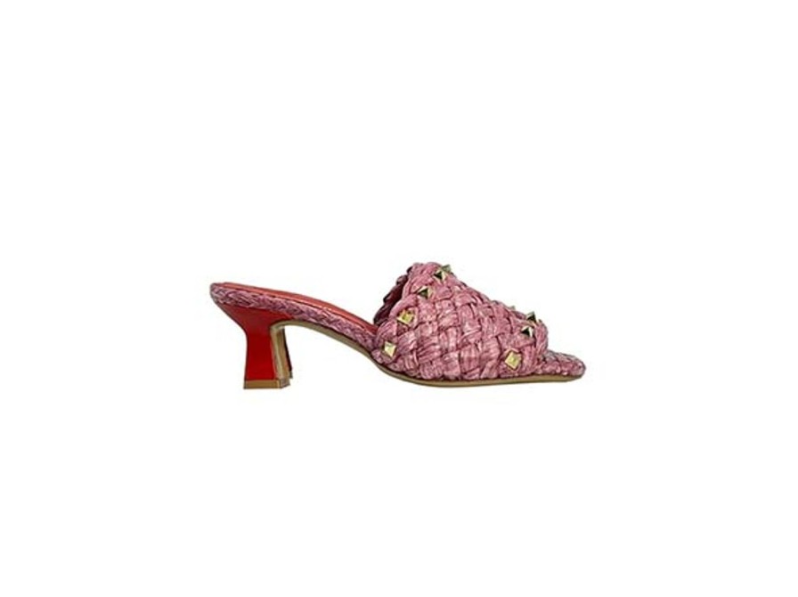 Scarpe Tacco 12 | Alma Sandalo In Pelle E Rafia Rosa