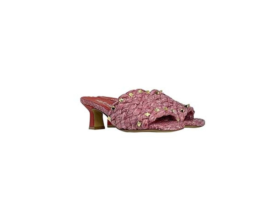 Scarpe Tacco 12 | Alma Sandalo In Pelle E Rafia Rosa