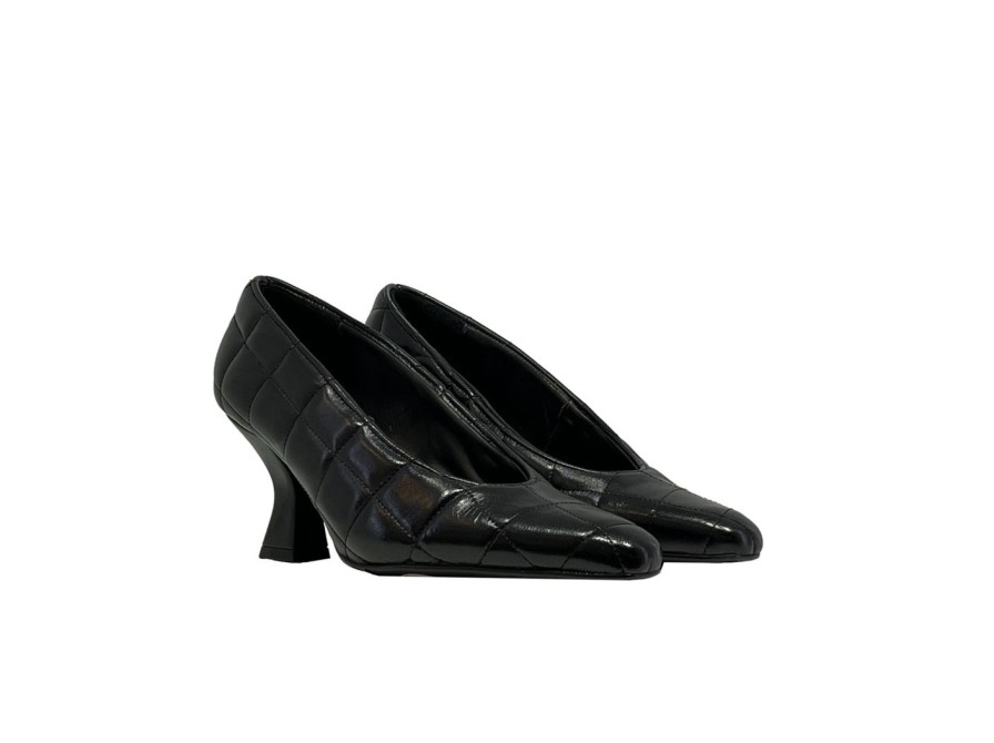 Scarpe Tacco 12 | Decollete In Pelle Matelasse Nero