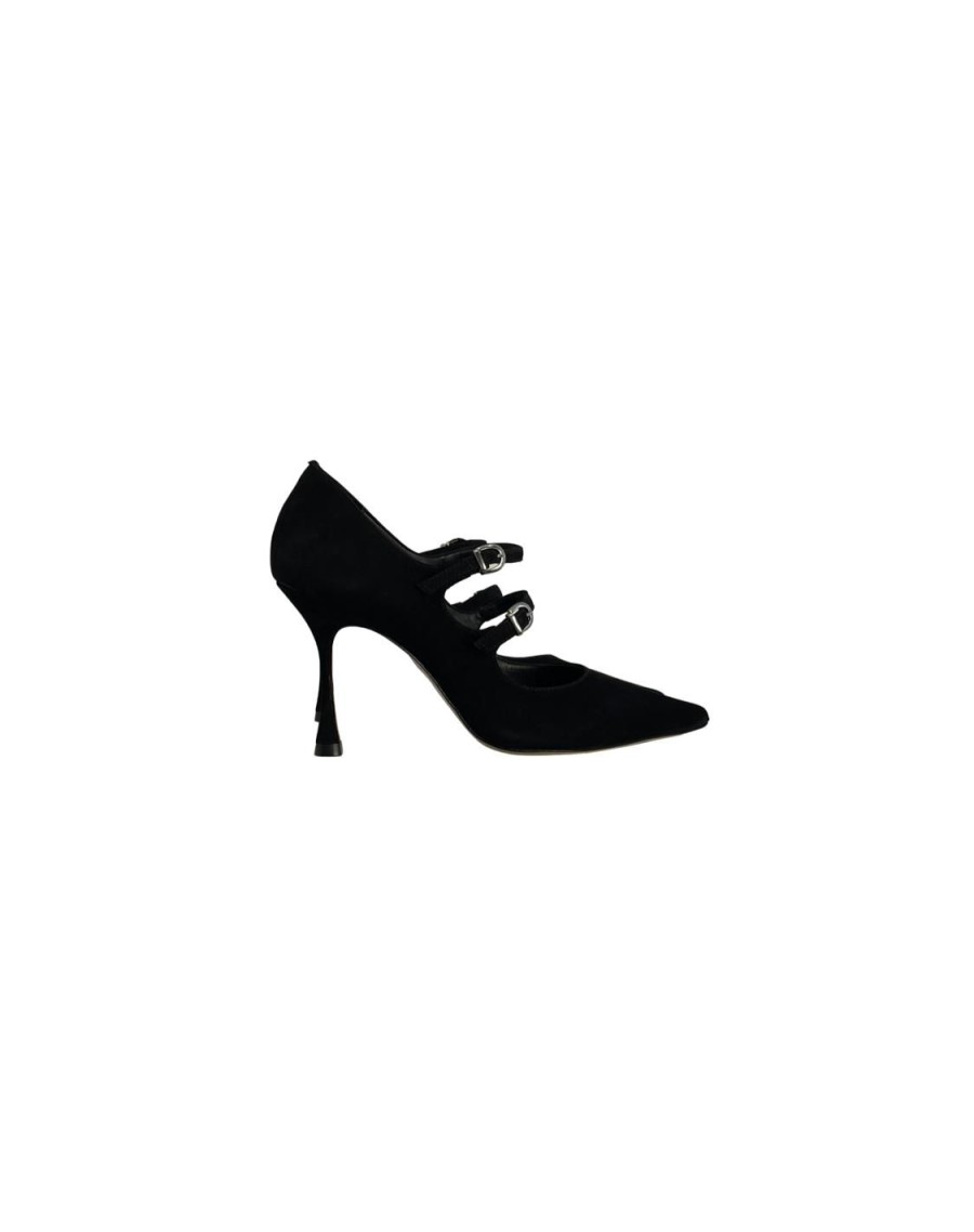 Scarpe Tacco 12 | Chantal Decollete In Camoscio Nero