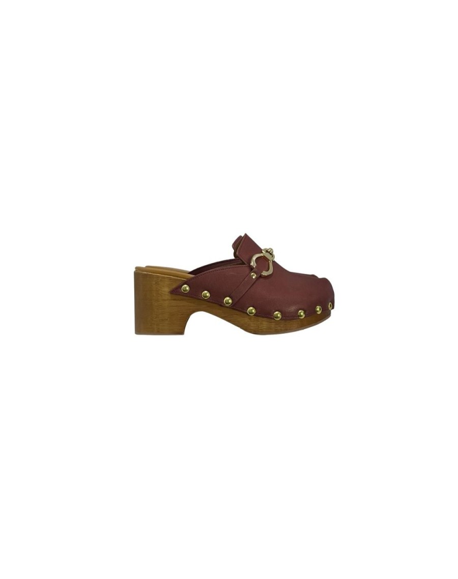 Scarpe Tacco 12 | Clog Sabot In Pelle Cuoio