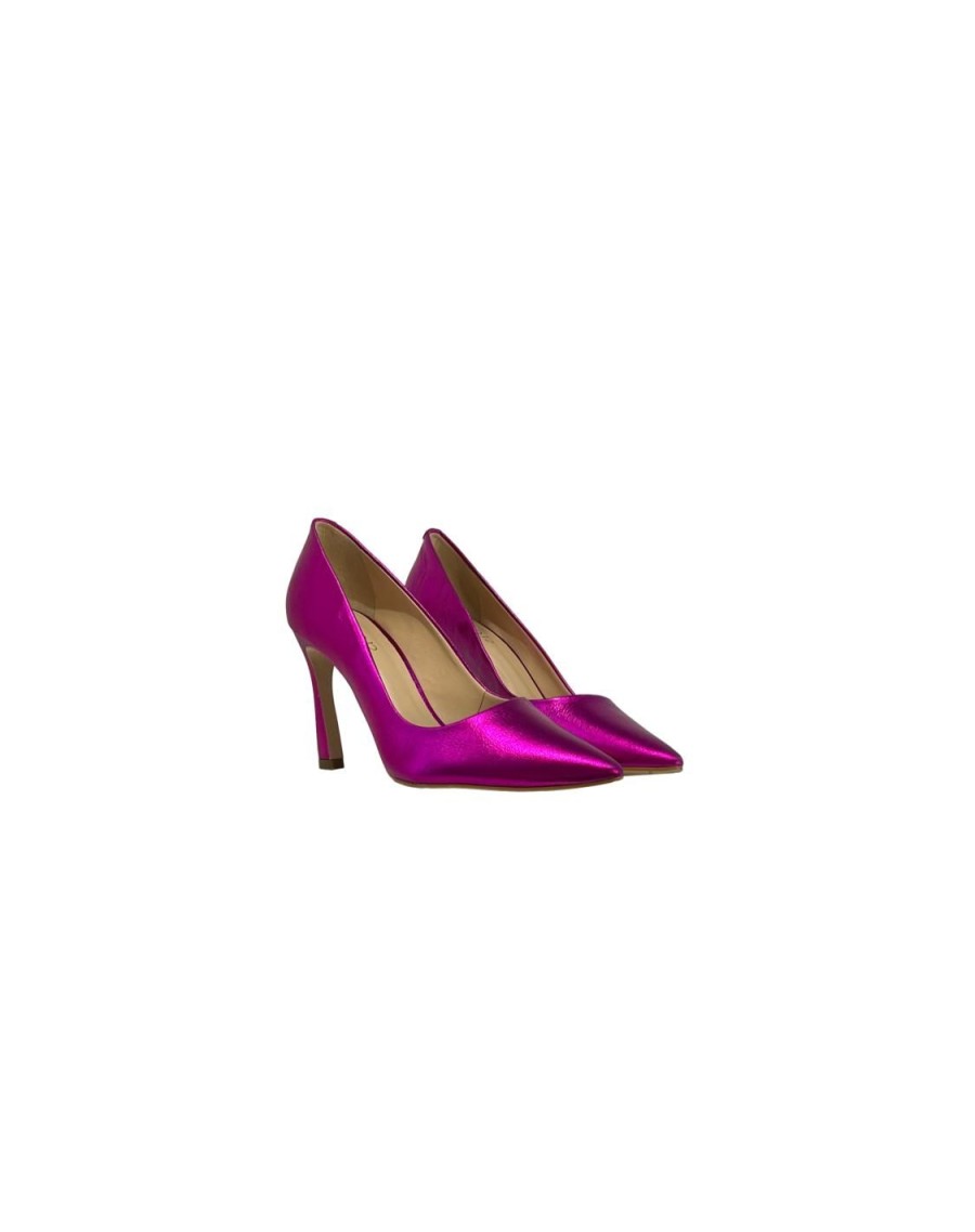 Scarpe Tacco 12 | Lady Decollete In Pelle Lame Fucsia