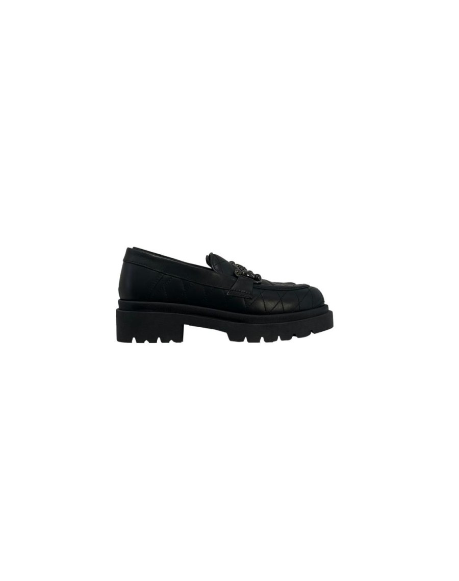 Scarpe Tacco 12 | Spencer Mocassino Nero In Pelle Matelasse