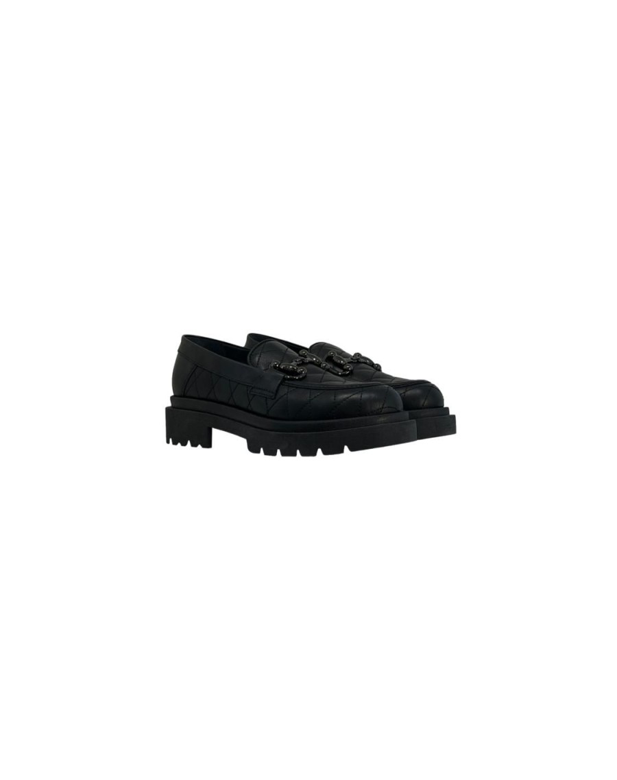 Scarpe Tacco 12 | Spencer Mocassino Nero In Pelle Matelasse