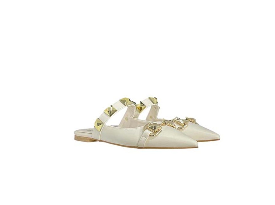 Scarpe Tacco 12 | Elodie Ballerina In Pelle Con Borchie Burro