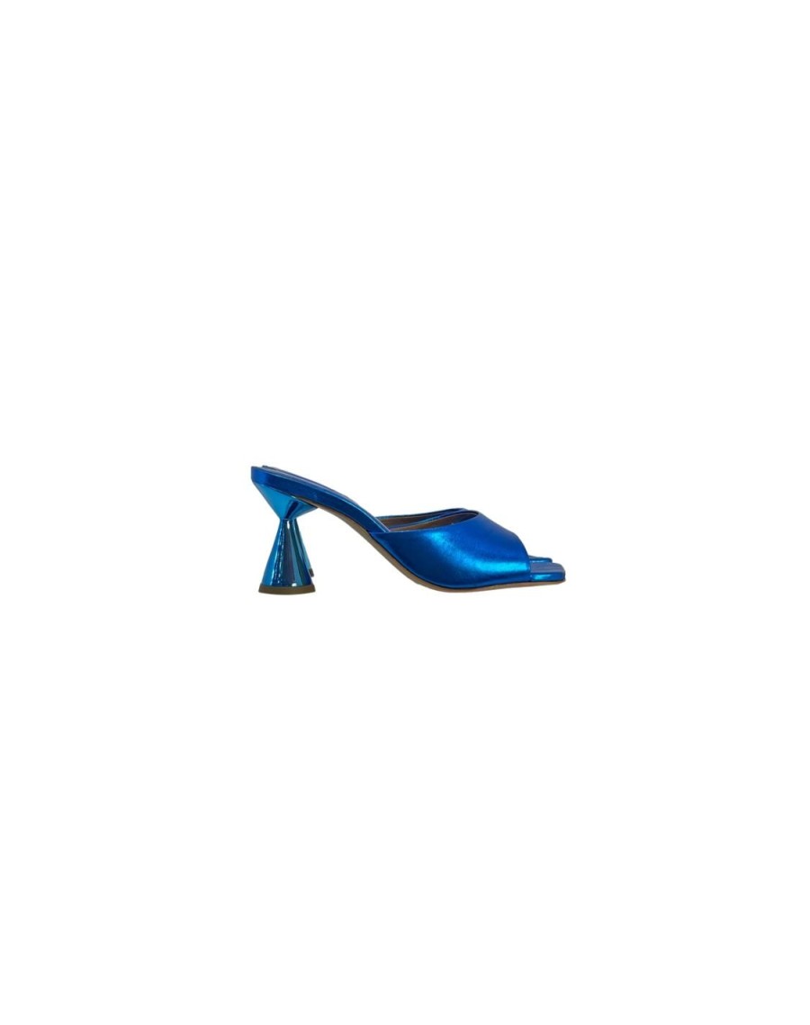 Scarpe Tacco 12 | Perseo Sabot In Pelle Lame Blu