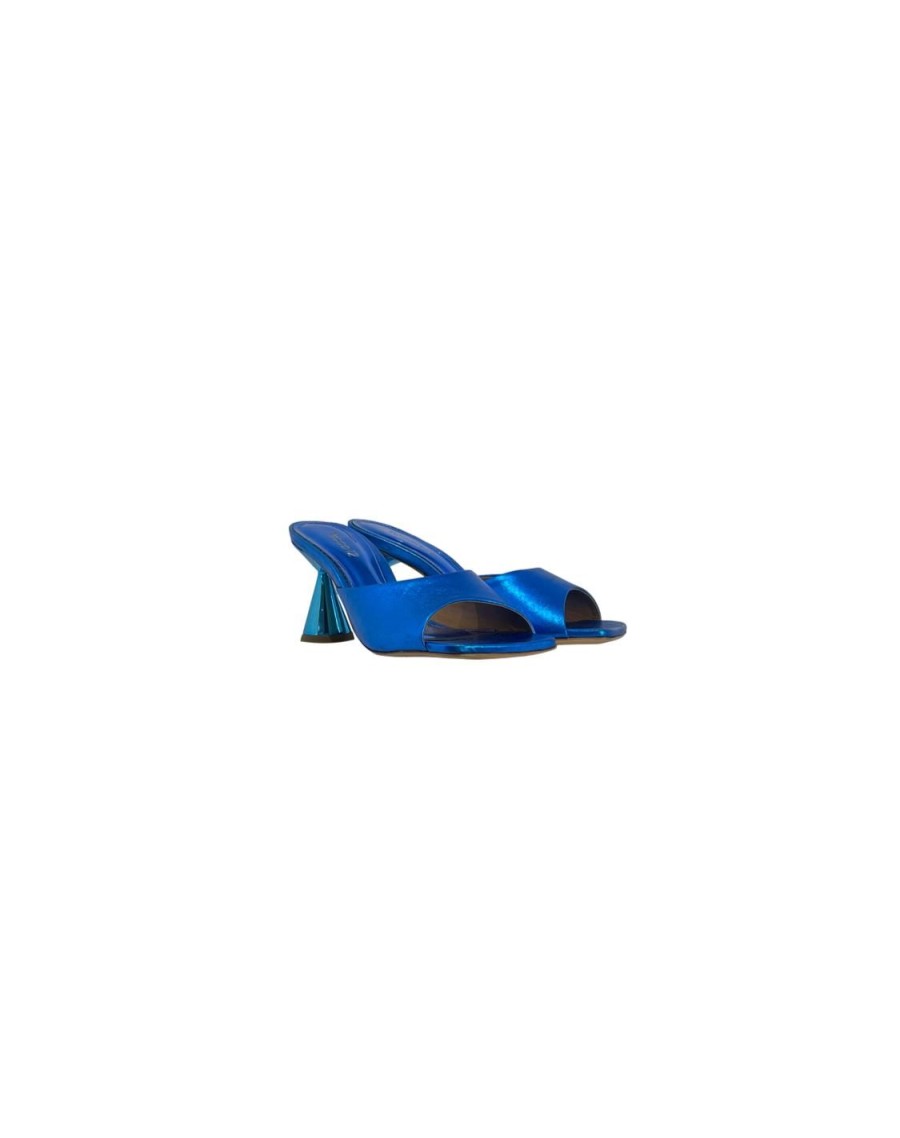 Scarpe Tacco 12 | Perseo Sabot In Pelle Lame Blu