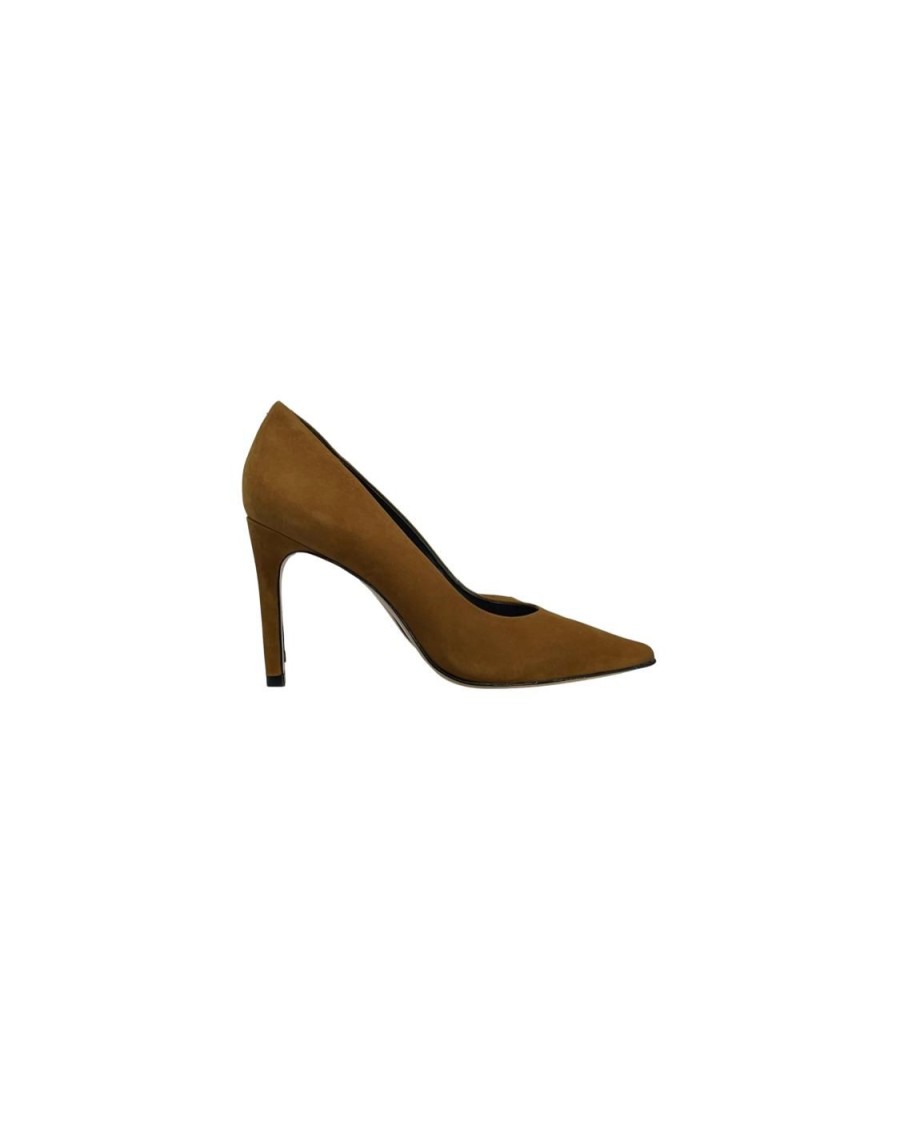 Scarpe Tacco 12 | Floriane Decollete In Camoscio Cognac