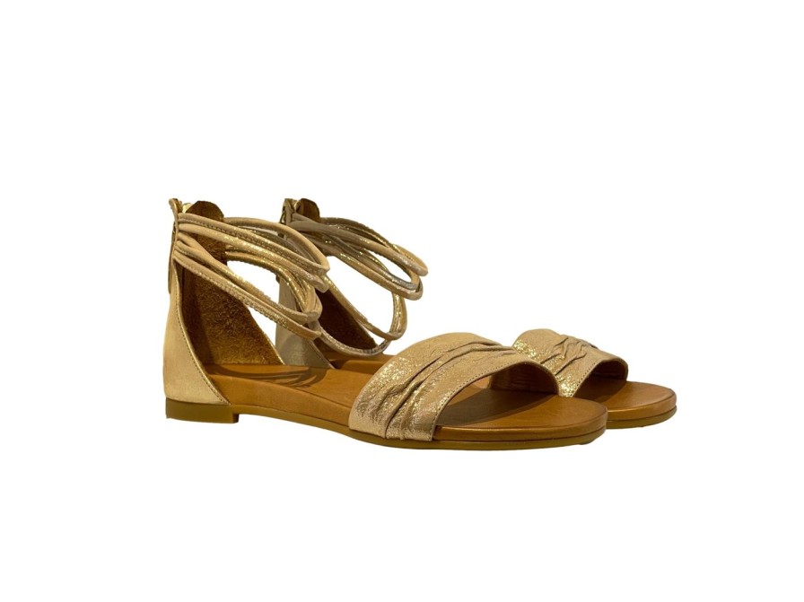 Scarpe Tacco 12 | Sandalo In Pelle Lame Oro Rosa