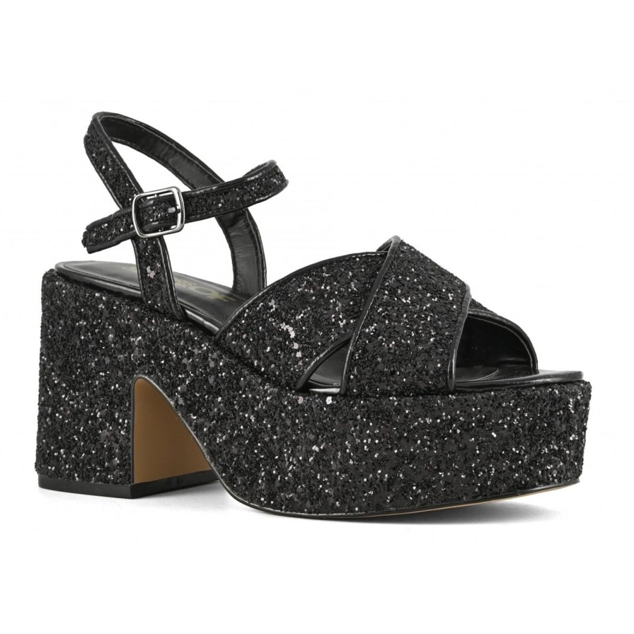 Scarpe Tacco 12 | Maya Sandalo In Glitter Nero