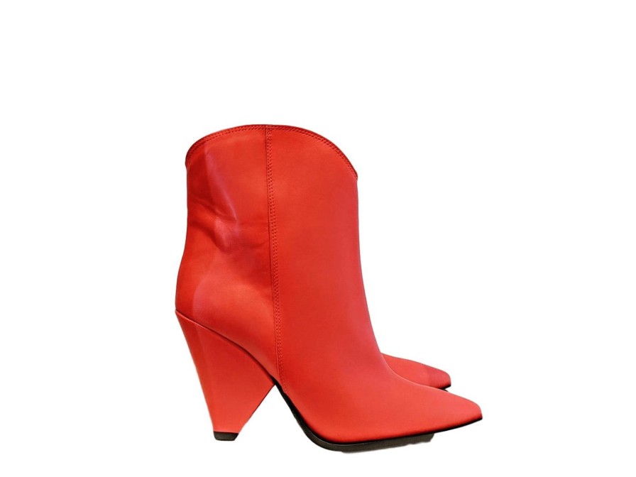 Scarpe Tacco 12 | Texano In Pelle Rosso