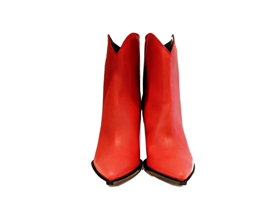 Scarpe Tacco 12 | Texano In Pelle Rosso