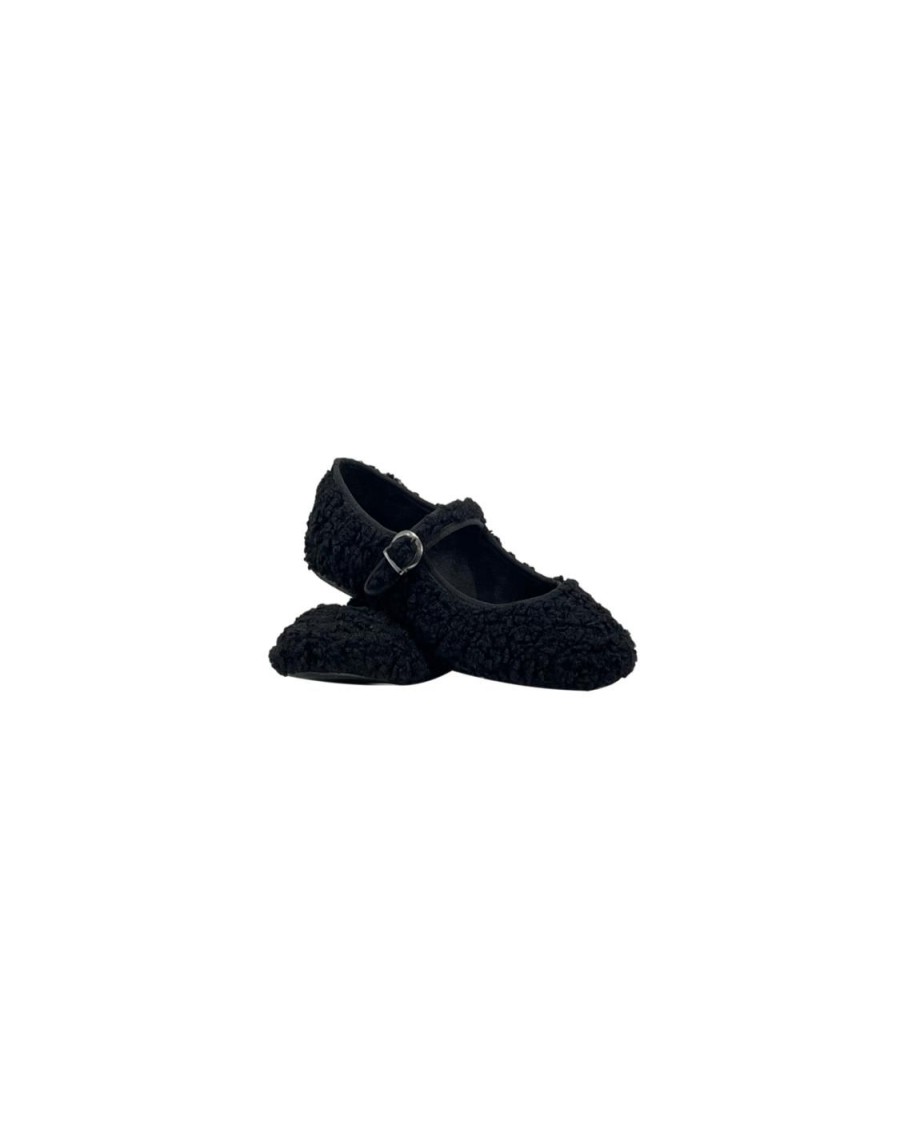 Scarpe Tacco 12 | Bear Ballerina Nera In Ecofur Riccio