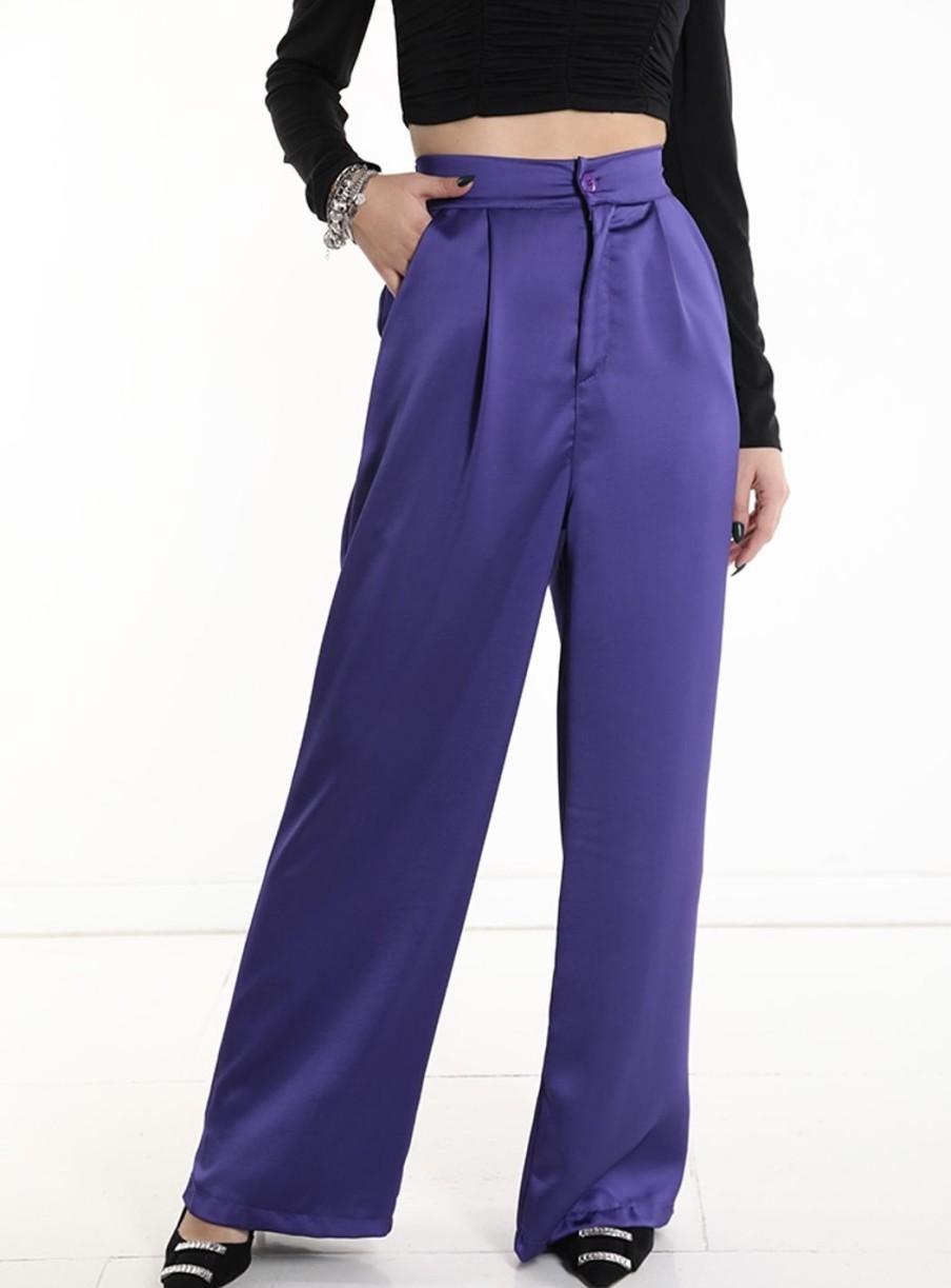 Abbigliament Tacco 12 | Pantalone In Raso Viola