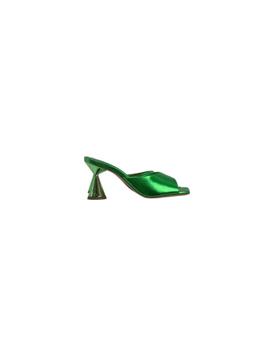 Scarpe Tacco 12 | Perseo Sabot In Pelle Lame Verde