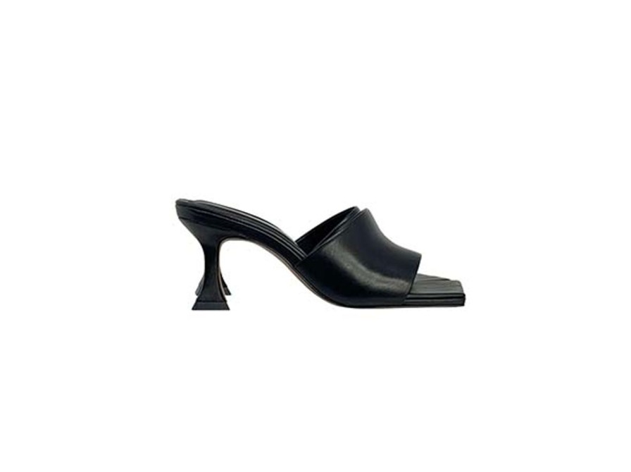 Scarpe Tacco 12 | Leila Sabot In Pelle Nero