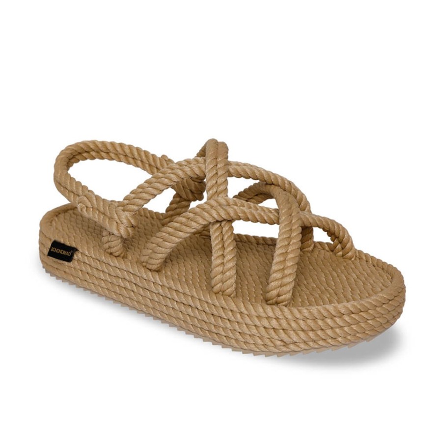 Scarpe Tacco 12 | Bohonomad Bodrum Platform Sandalo Con Zeppa In Corda Beige