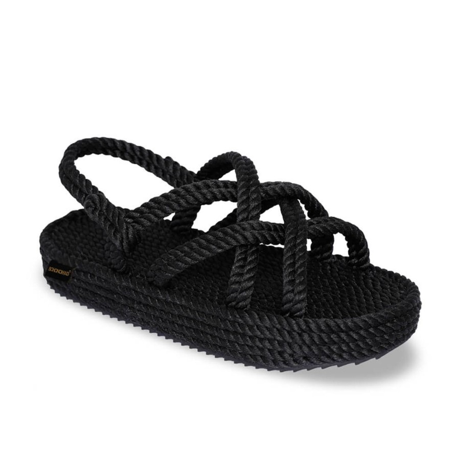 Scarpe Tacco 12 | Bohonomad Bodrum Platform Sandalo Con Zeppa In Corda Nero