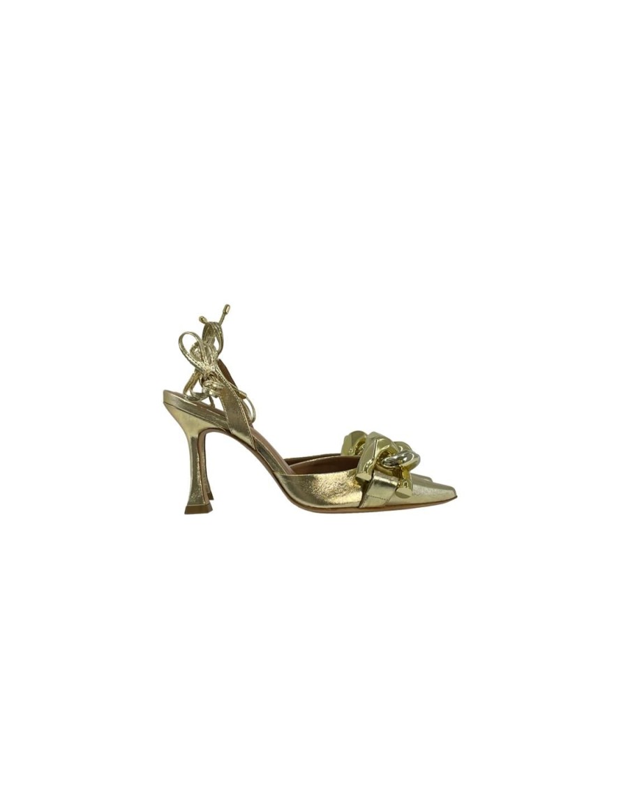 Scarpe Tacco 12 | Luna Decollete In Pelle Lame Oro