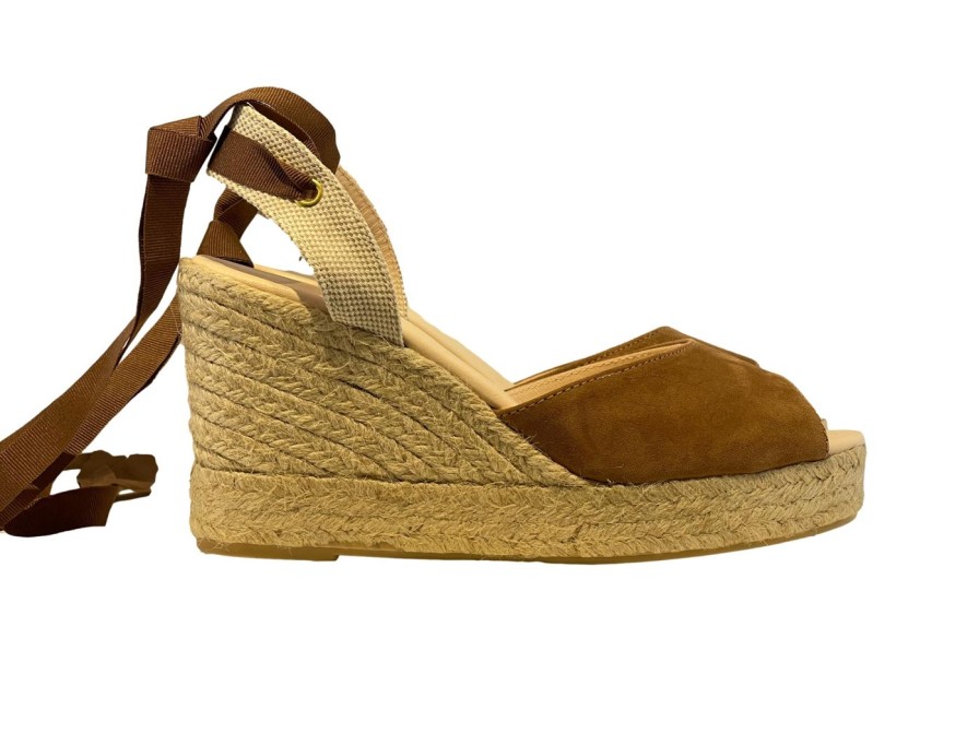 Scarpe Tacco 12 | Espadrillas Spuntata In Camoscio Con Zeppa