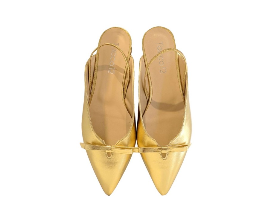 Scarpe Tacco 12 | Ballerina Slingback In Pelle Laminata Con Fiocco