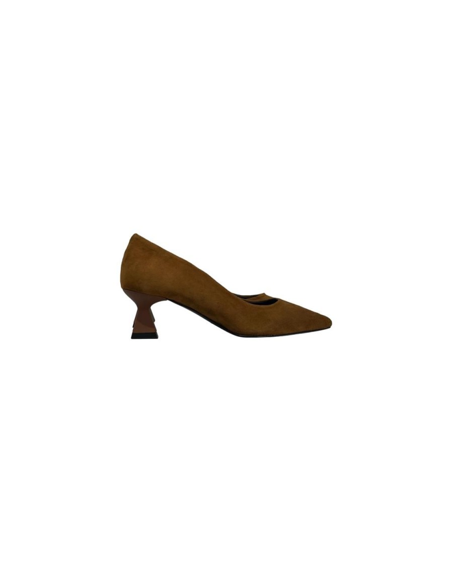 Scarpe Tacco 12 | Giselle Decollete In Camoscio Cognac