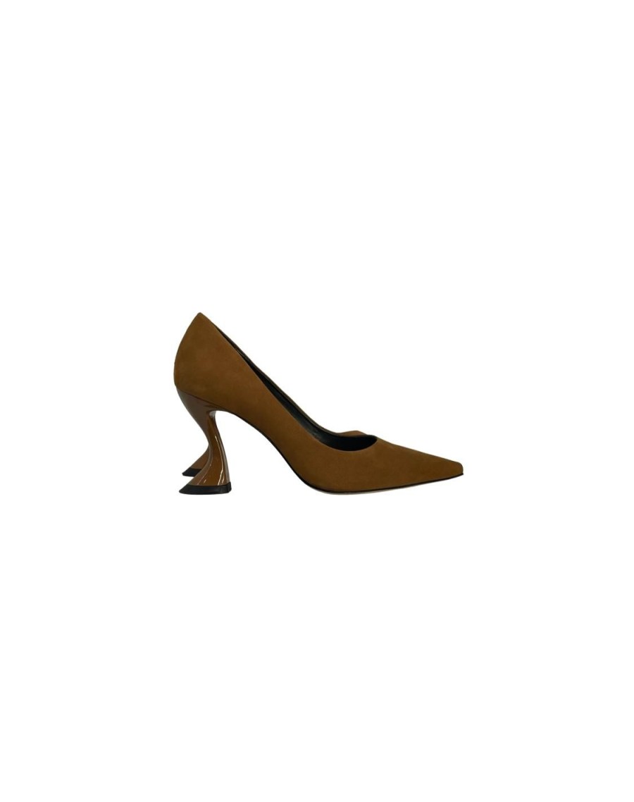 Scarpe Tacco 12 | Gwenda Decollete In Camoscio Cognac