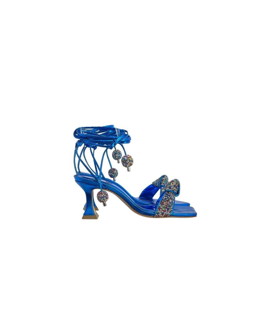 Scarpe Tacco 12 | Bellatrix Sandalo Gioiello In Pelle Lame Bluette