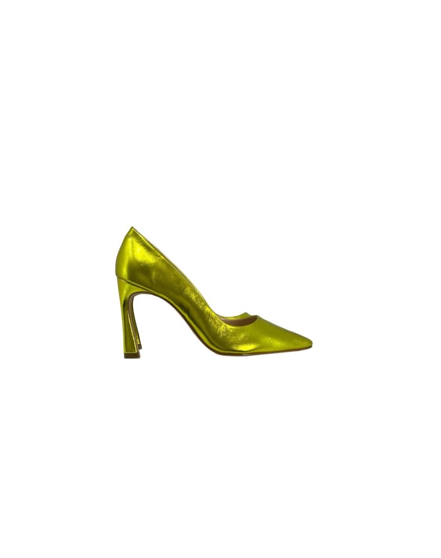 Scarpe Tacco 12 | Lady Decollete In Pelle Lame Lime