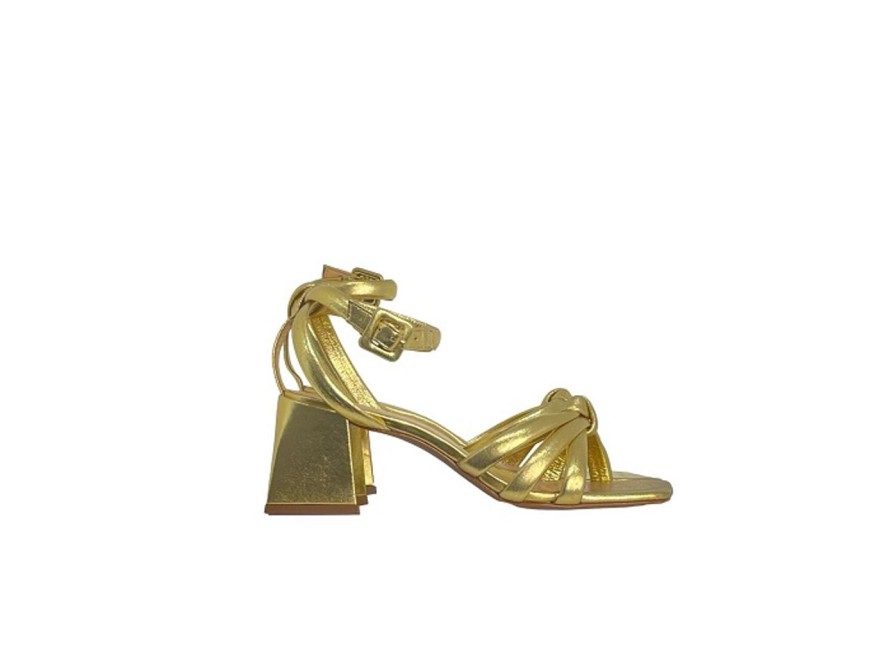 Scarpe Tacco 12 | Iris Sandalo In Pelle Lame Oro