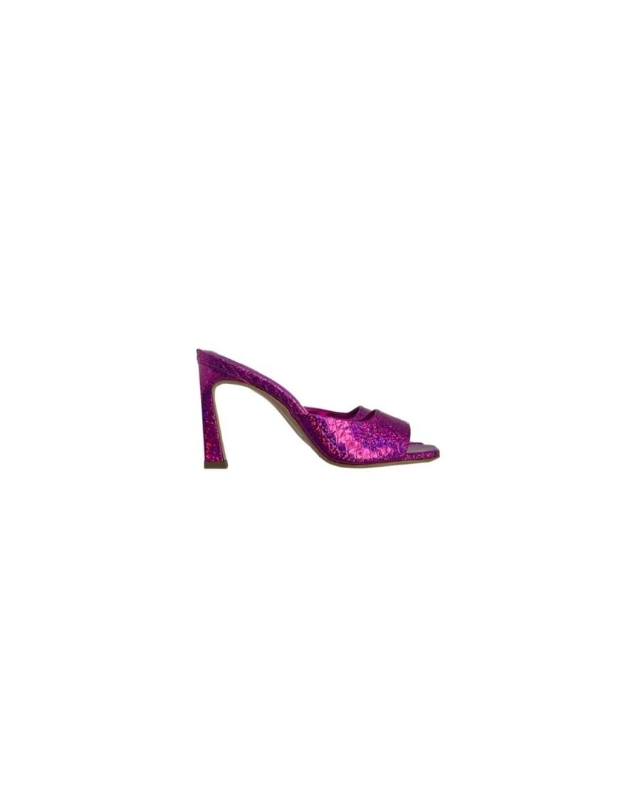 Scarpe Tacco 12 | Antares Sabot In Pelle Lame Fucsia