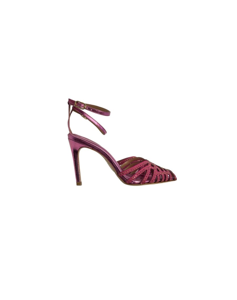 Scarpe Tacco 12 | Saida Sandalo In Pelle Lame Fucsia