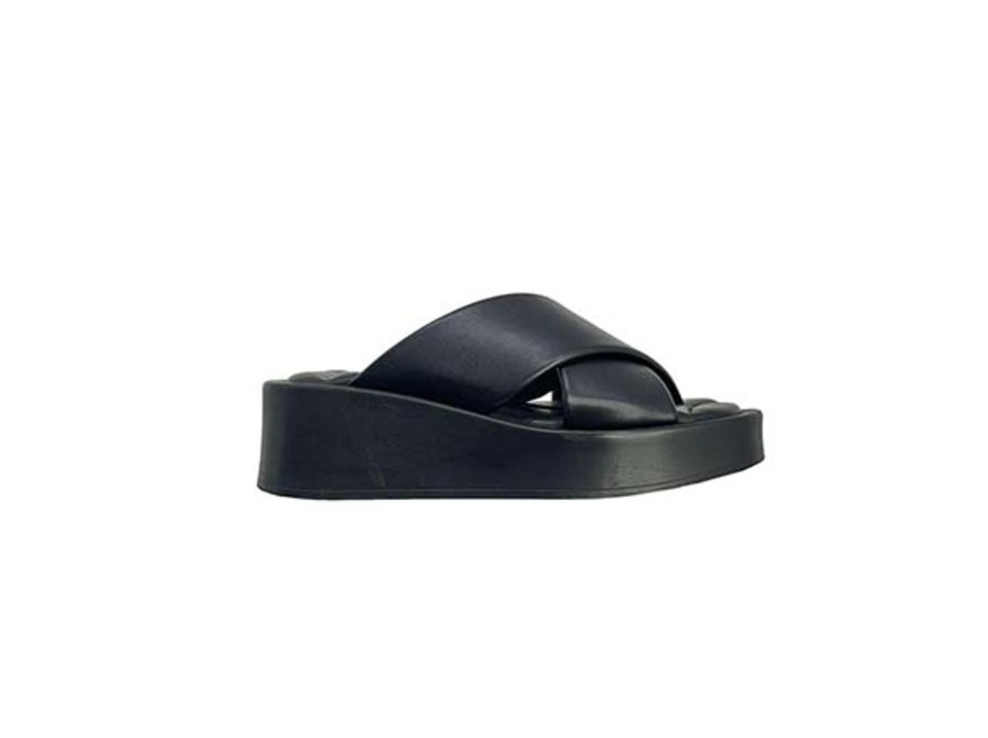 Scarpe Tacco 12 | Cross Sabot Platform In Pelle Nero