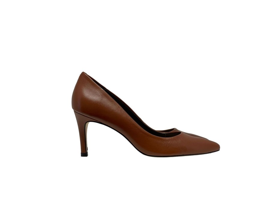 Scarpe Tacco 12 | Kate Decollete In Pelle Cognac