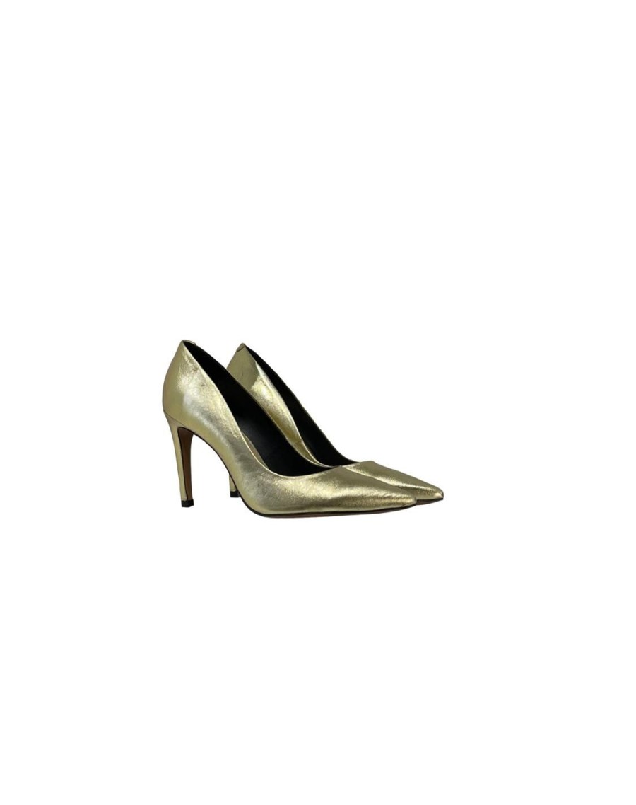 Scarpe Tacco 12 | Doris Decollete In Pelle Laminata Platino