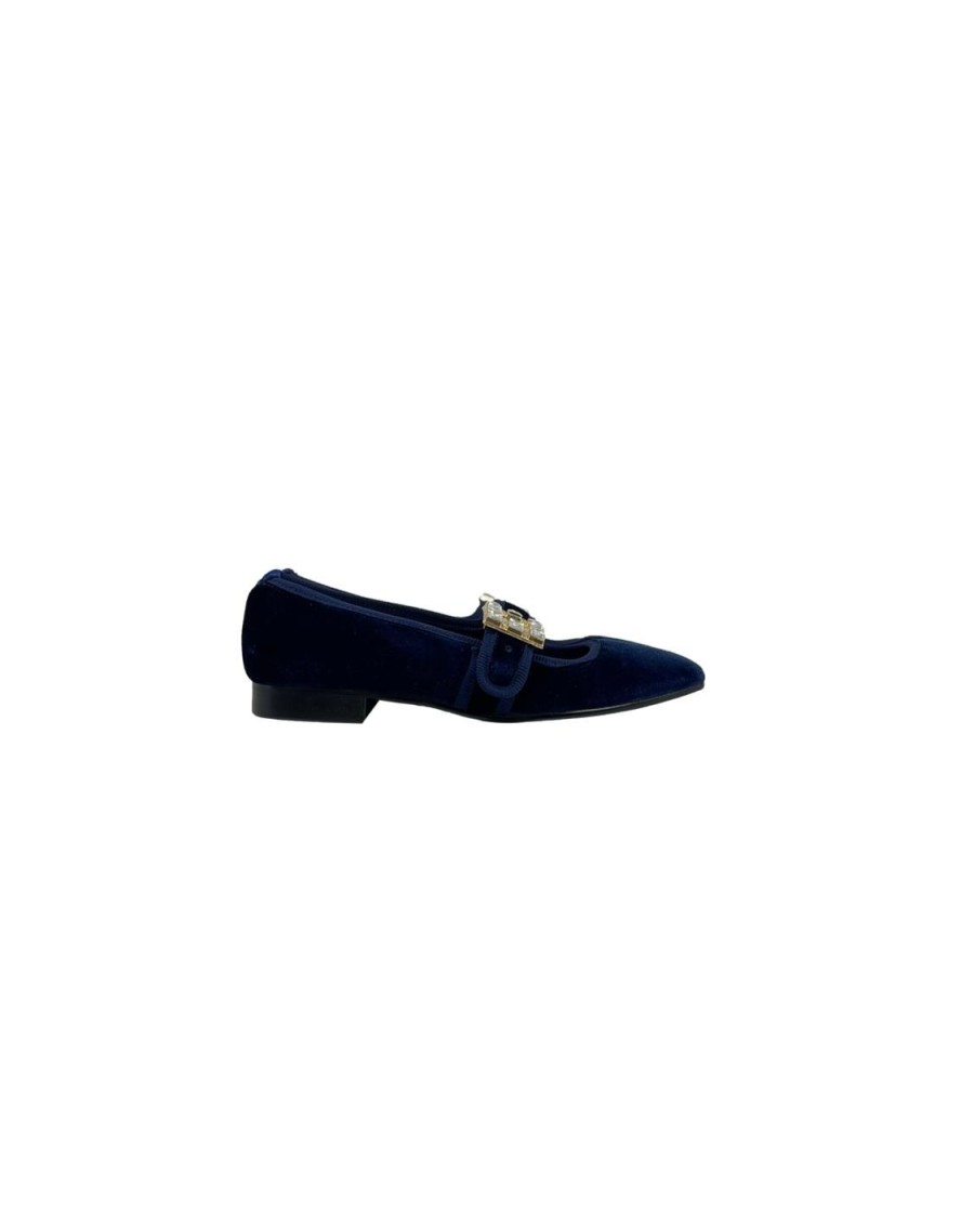 Scarpe Tacco 12 | Natalie Ballerina In Velluto Blu