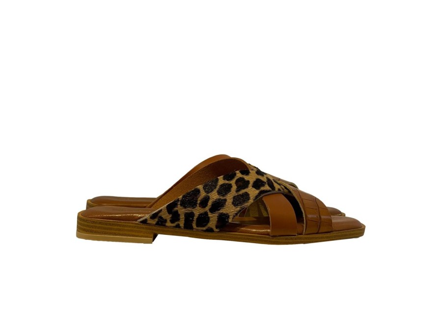 Scarpe Tacco 12 | Sandalo Fasce Incrocio Cuoio/Animalier