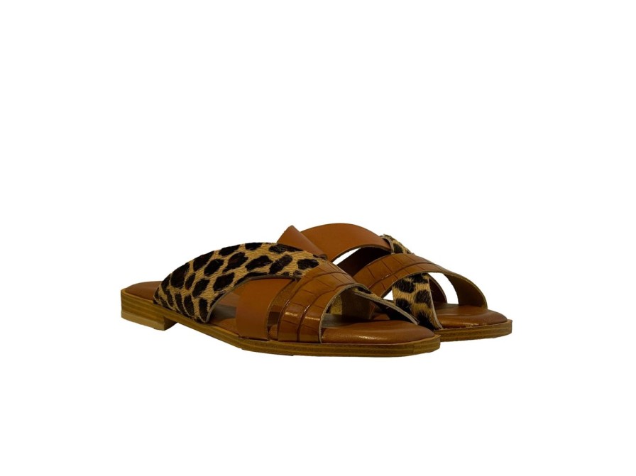 Scarpe Tacco 12 | Sandalo Fasce Incrocio Cuoio/Animalier