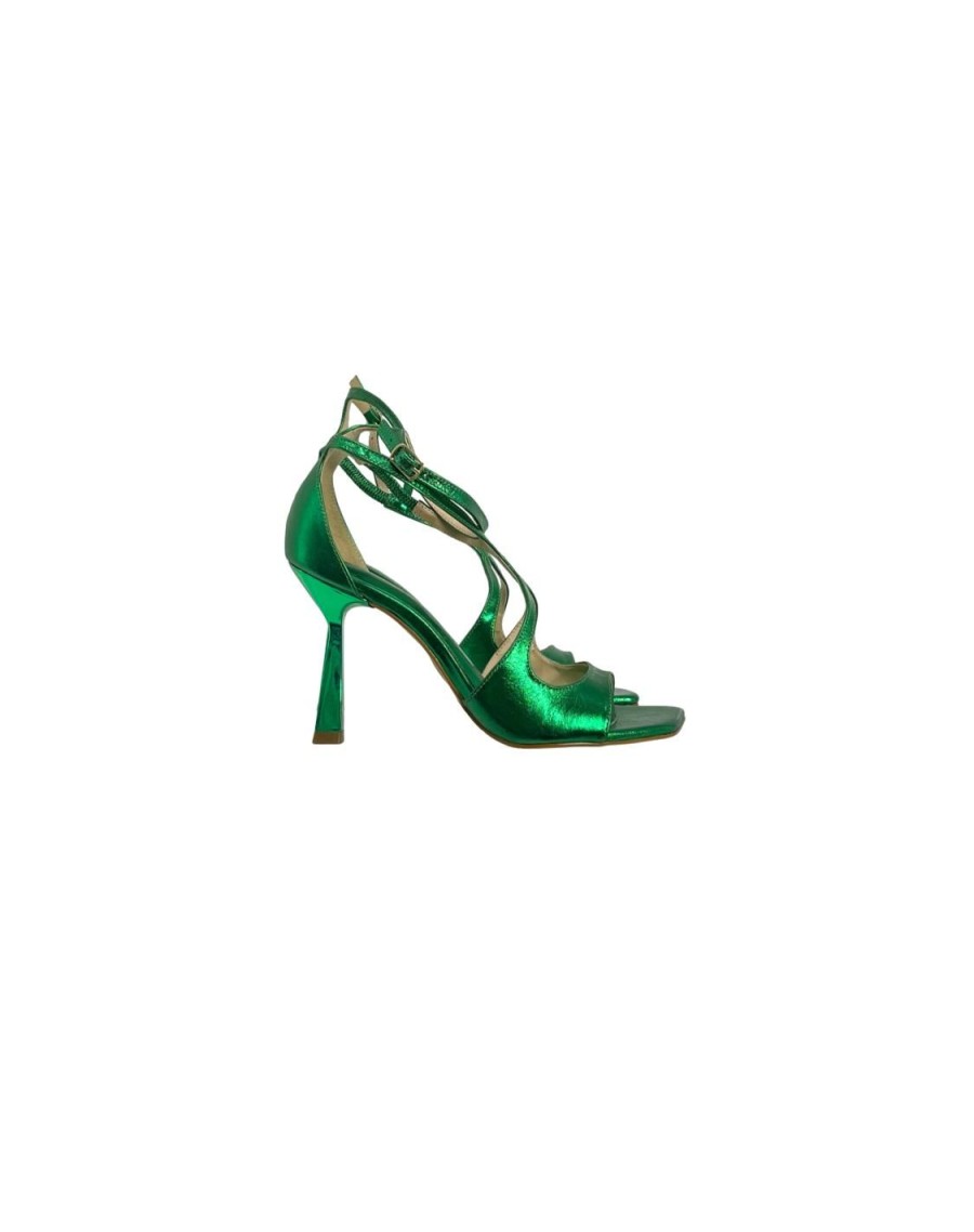 Scarpe Tacco 12 | Orione Sandalo In Pelle Lame Verde