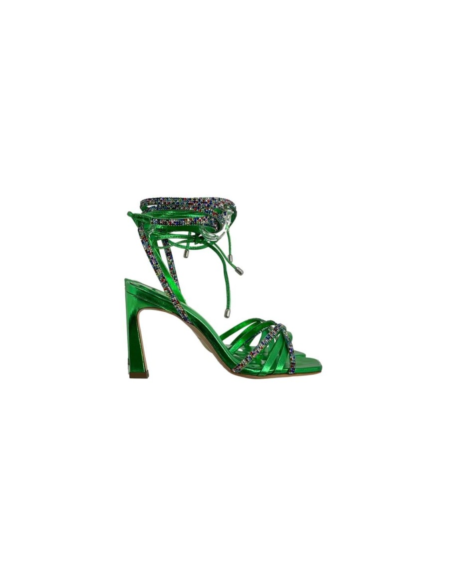 Scarpe Tacco 12 | Idra Sandalo Gioiello In Pelle Lame Verde