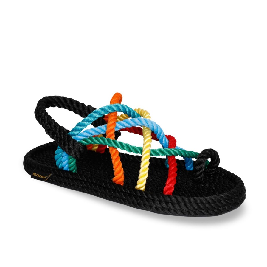 Scarpe Tacco 12 | Bohonomad Cape Point Sandalo In Corda Multi Nero