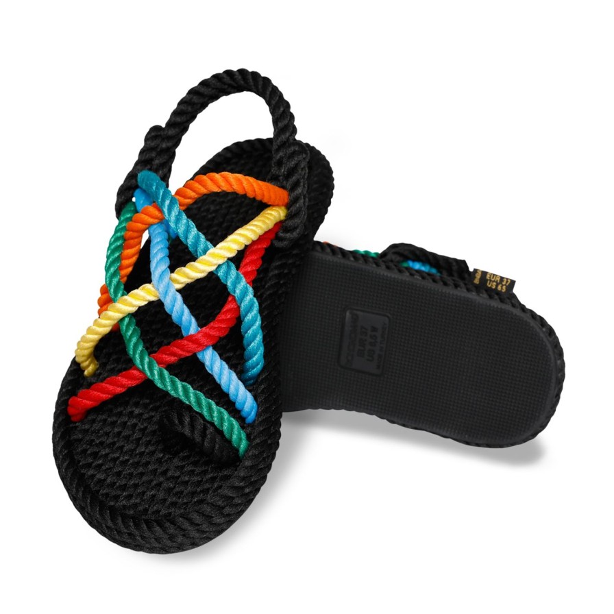 Scarpe Tacco 12 | Bohonomad Cape Point Sandalo In Corda Multi Nero