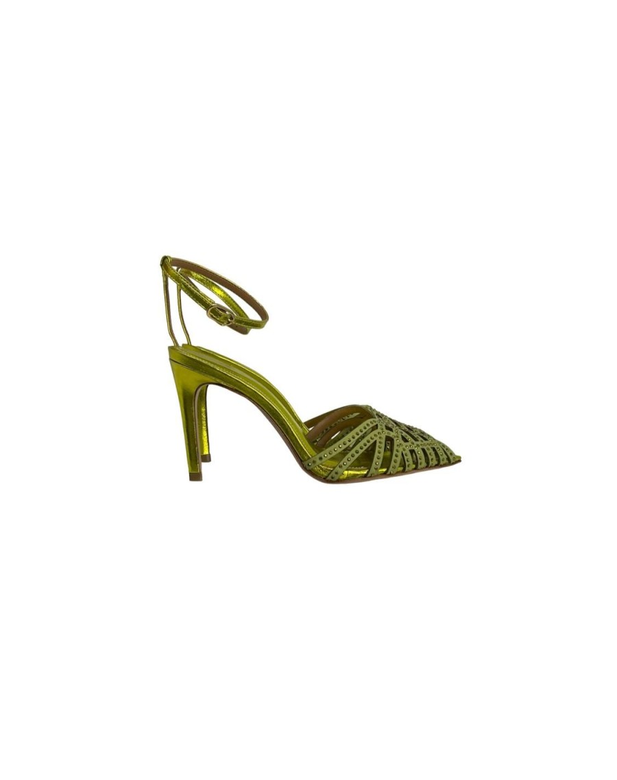 Scarpe Tacco 12 | Saida Sandalo In Pelle Lame Lime