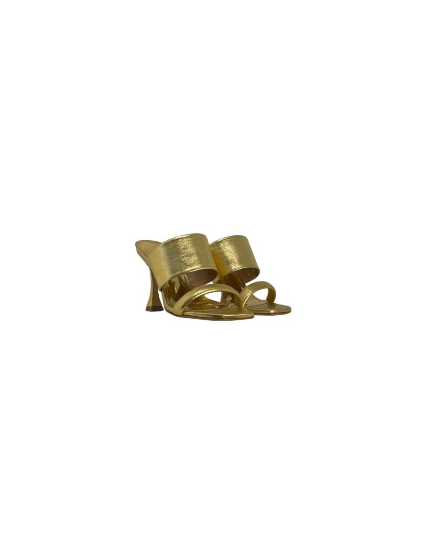 Scarpe Tacco 12 | Giove Sabot In Pelle Lame Oro